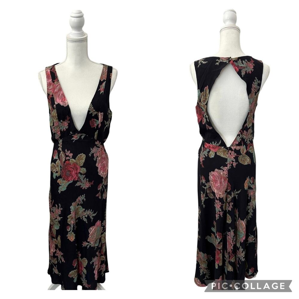Revolve Privacy Please Deep V-neck Maxi Floral Open Back Dress Size Medium